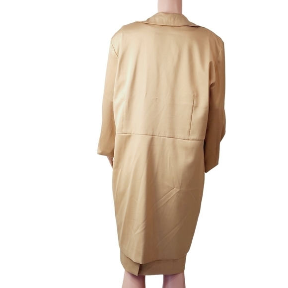 WORTHINGTON Creamy Light Gold 2 Piece Dress & Long Blazer / Coat Set Size: 18 - Picture 13 of 16